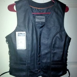 Leather riding vest on ladies